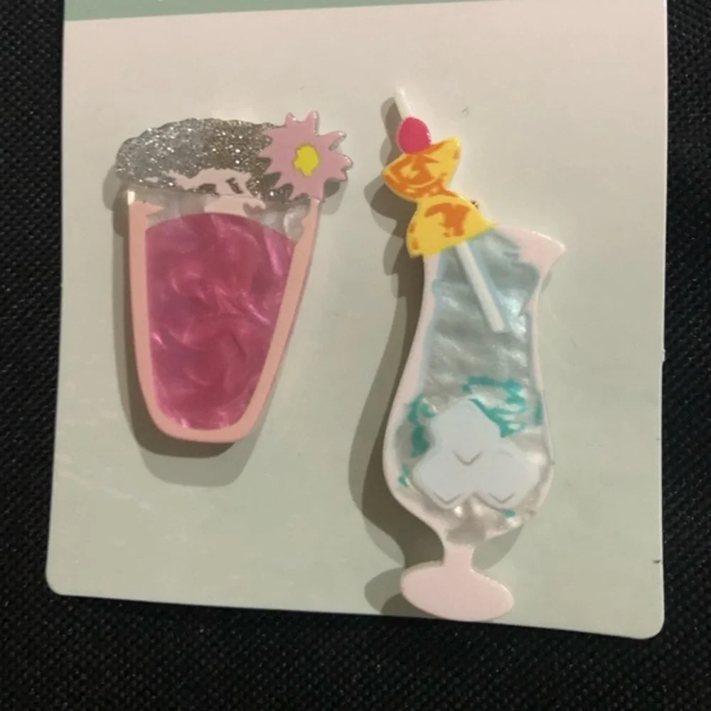 4piece Super cute fruity summer cocktail drinks glasses hair clips‎ new